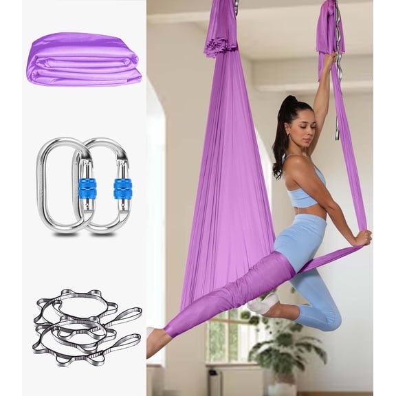 Orbsoul Deluxe Yoga Hammock (Grand Size 5.5 Yards) Includes Premium Aerial Nylon Silks, Complete Rigging Hardware & Knot Tying Guide