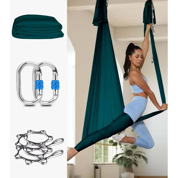 Orbsoul Deluxe Yoga Hammock (Grand Size 5.5 Yards) Includes Premium Aerial Nylon Silks, Complete Rigging Hardware & Knot Tying Guide
