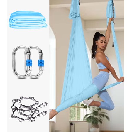 Orbsoul Deluxe Yoga Hammock (Grand Size 5.5 Yards) Includes Premium Aerial Nylon Silks, Complete Rigging Hardware & Knot Tying Guide