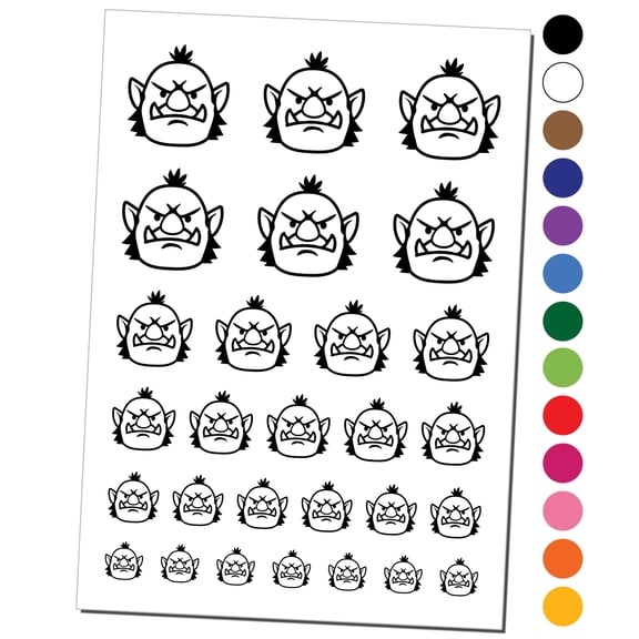 Orc Male Character Face Water Resistant Temporary Tattoo Set Fake Body Art Collection - Yellow