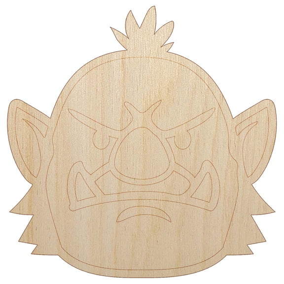 Orc Male Character Face Wood Shape Unfinished Piece Cutout Craft DIY Projects - 4.70 Inch Size - 1/8 Inch Thick