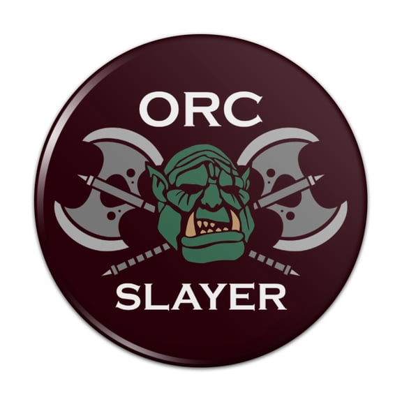 Orc Slayer Fantasy Games RPG Axe Pinback Button Pin