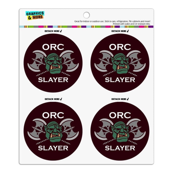 Orc Slayer Fantasy Games RPG Axe Refrigerator Fridge Locker Vinyl Circle Magnet Set
