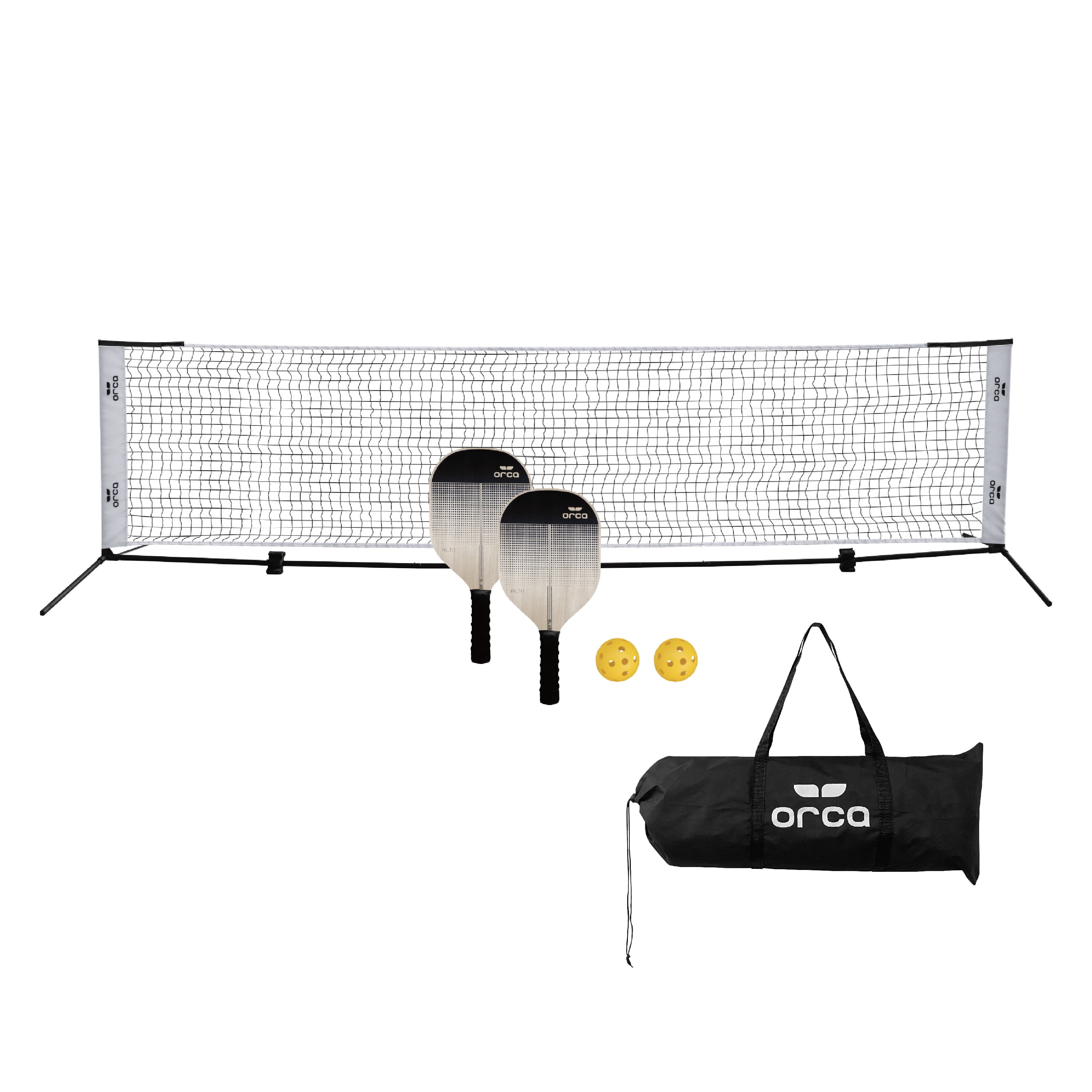 12.5 ft. Pickleball Net Set for Indoor and Outdoor Half Court Games with EZ Connect System, Includes Paddles, Pickleballs, and Carrying Bag Perfect for Travel Games by Orca