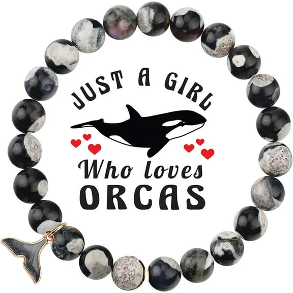 Orca Agate  Bracelets Bead Bracelets for Women, 8mm Natural Stretch Chakra Bracelet Ocean Bracelet Jewellery Gift Bring Luck Prosperity Happiness.