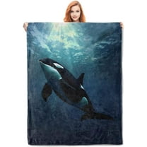 Orca Blanket Gifts for Adults Kids Soft Warm Lightweight Cozy Plush Sea Ocean Animal Theme Throw Blankets for Bedroom Living Room Sofa Home Decor 50 x 60