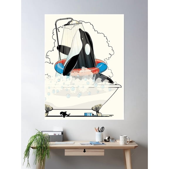 Orca In The Bath Poster Wall Art Modern Wall Decor For Living Room Bedroom Art Home Decor Office Wall Art