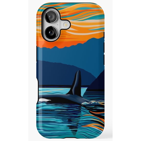 Orca Into The Fire Sky Art Phone Case for iPhone 11 12 13 14 15 16 17 Pro Max