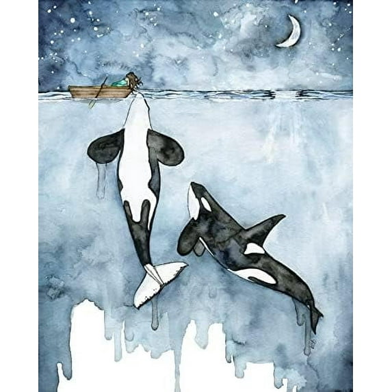Orca Jigsaw Puzzles 200 Pieces For Adults -Orca And Girl, Killer Whale Wooden Puzzles For Adults And Family Home Decoration Family Entertainment Leisure Fun Interactive