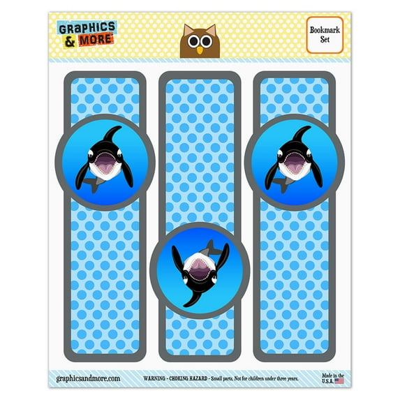 Orca Killer Whale Glossy Laminated Bookmarks - Set of 3