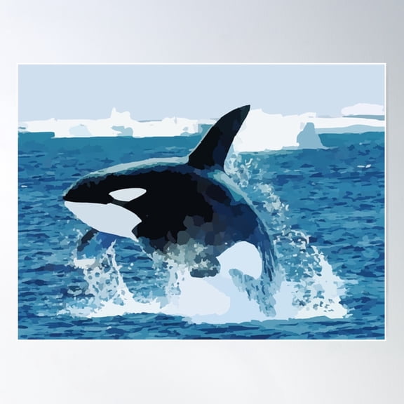 Orca Killer Whale Poster Wall Art, Modern Wall Decor For Living Room Bedroom, 8x12 UNFRAMED