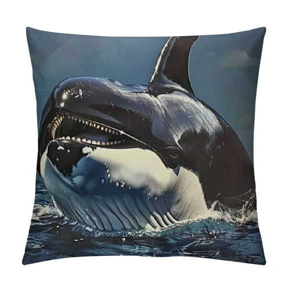 Orca Killer Whale Print Print Decorative Cushion Case,Cute Soft Throw Pillow Covers,for Couch Sofa Living Room Spring