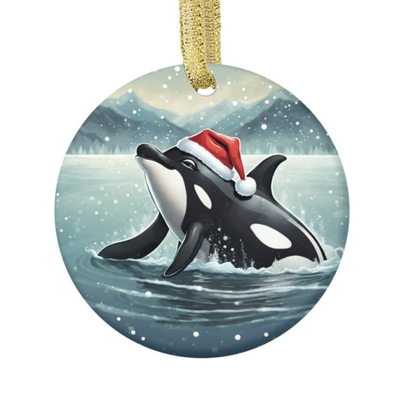 Orca Killer Whale Whales Undersea Aquatic Ocean Marine Animals Lover Ceramic Christmas Ornament Xmas Holiday Tree Gift