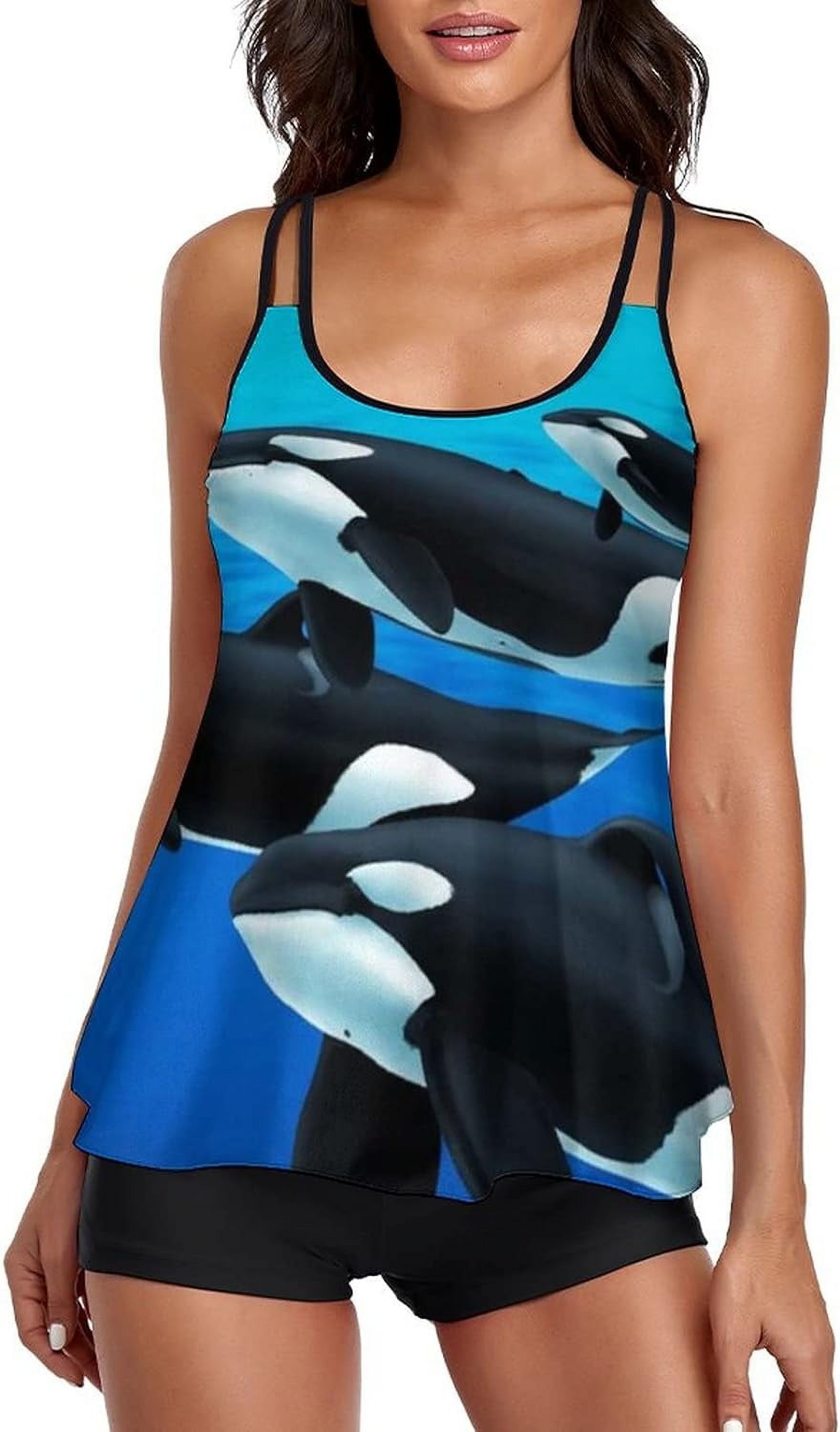 Orca Killer Whale Women's Two Piece Swimsuit Skirt Bikini Set Fashion