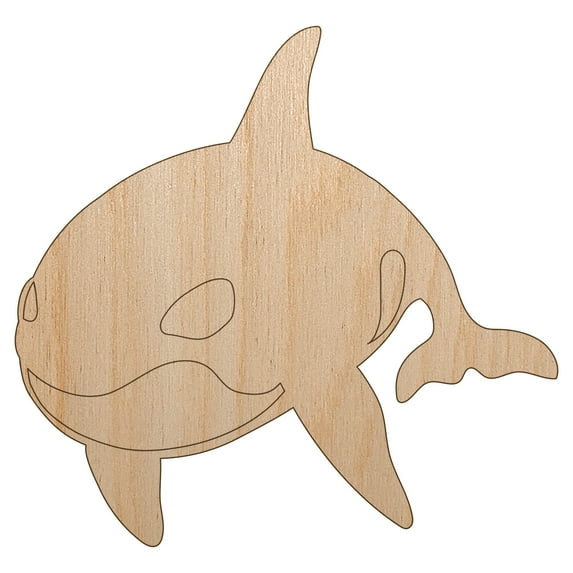 Orca Killer Whale Wood Shape Unfinished Piece Cutout Craft DIY Projects - 6.25 Inch Size - 1/4 Inch Thick