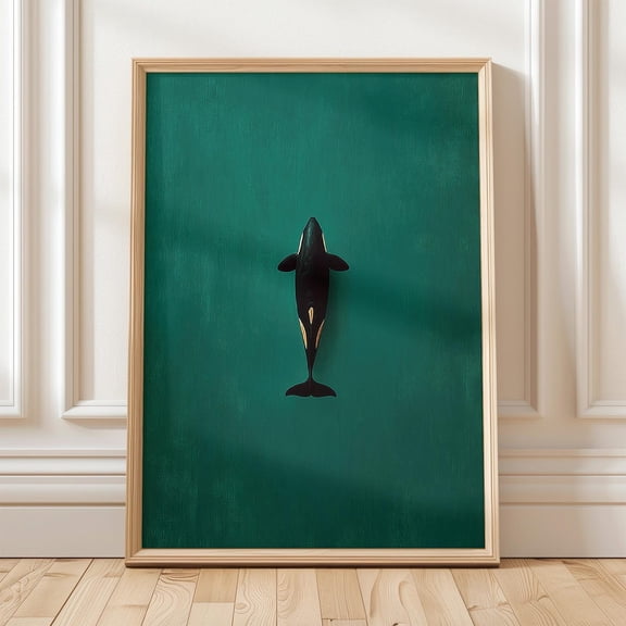 Orca Modern Ocean Whale Sea Animal Blue Contemporary Porch Decoration Unframed Paper Print