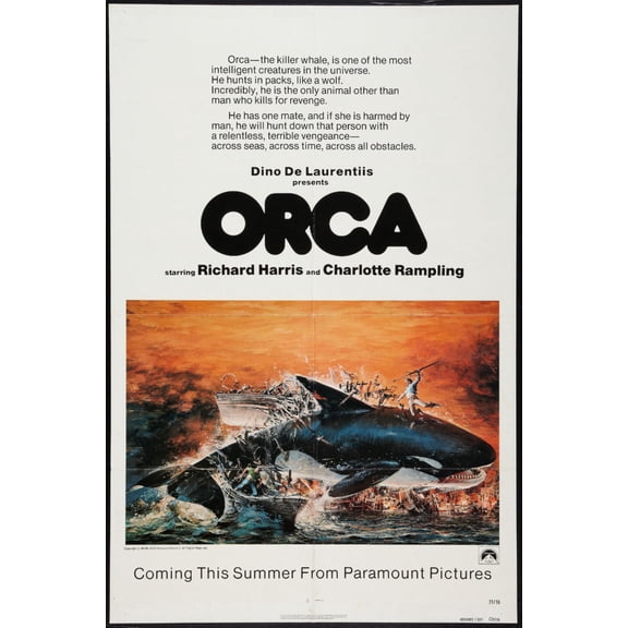 Orca Poster Entertainment Decor Art Poster 24x36 Unframed, Age: Adults, Rectangle Poster Time