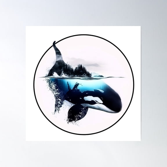 Orca Poster Wall Art, Modern Wall Decor For Living Room Bedroom, 24x24 UNFRAMED