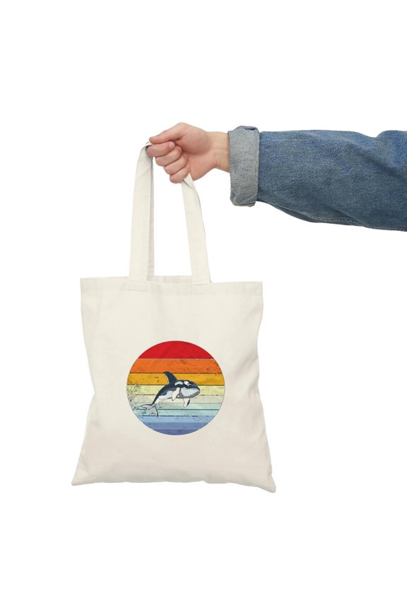 Orca Sunset Retro Style Vintage Killer Whale Art Unisex Tote Bag D392916