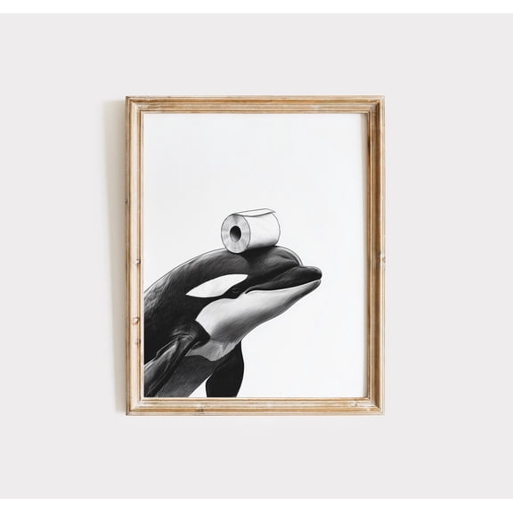 Orca Toilet Paper Bathroom Animal Wall Art Decor Unframed Paper Print