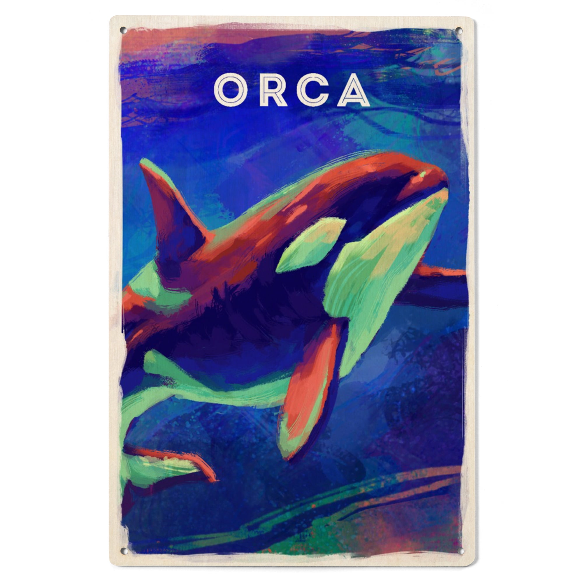 Orca, Vivid Series Birch Wood Wall Sign (6x9 Rustic Home Decor, Ready ...