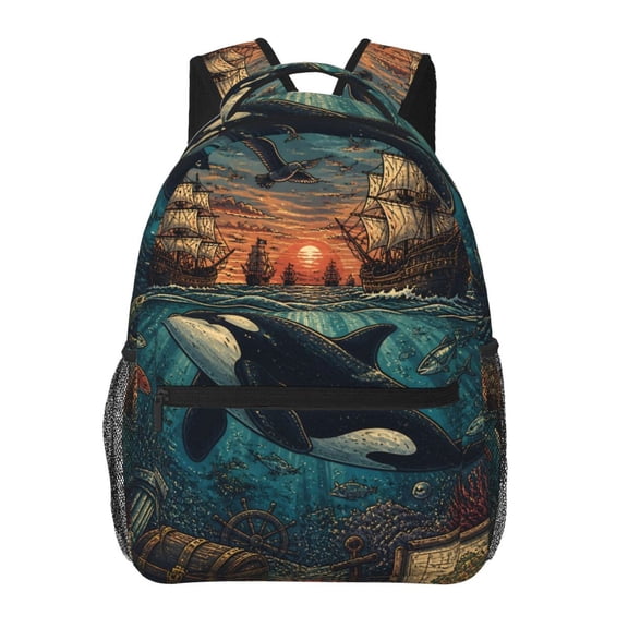 Orca Whale Backpack Lightweight Travel Bag for Men and Women