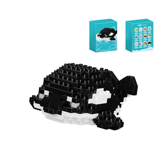 Orca Whale Building Block Set, 266Pcs Mini Ocean Animal Figurine, 3D Marine Life Model Kit for Display