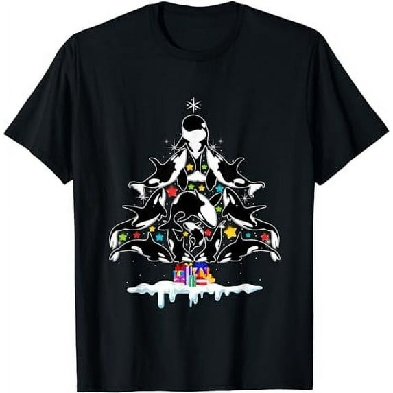 Orca Whale Christmas Tree Merry Christmas Decoration T-Shirt