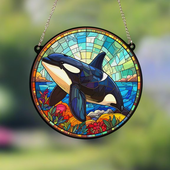 Orca Whale Effect Acrylic Suncatcher