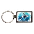 thumbnail image 1 of Orca Whale In Ocean Watercolor Design Metal Rectangle Keychain, 1 of 7