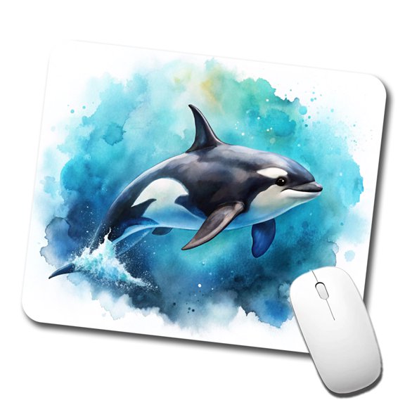 Orca Whale In Ocean Watercolor Design Mouse Pad Low Profile Gaming Mat