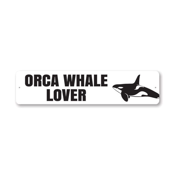 Orca Whale Lover Aluminum Metal Decor Sign - 4x18 inches