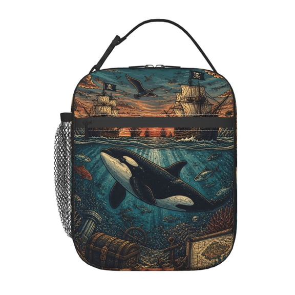 Orca Whale Lunch Bag Reusable Thermal Lunch Tote with Handle for Women and Men