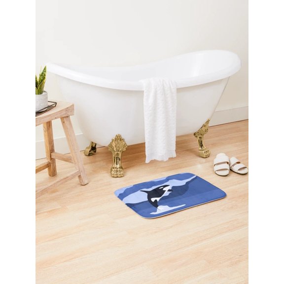 Orca Whale Mountain Doormat, Blue Ocean Entryway Mat