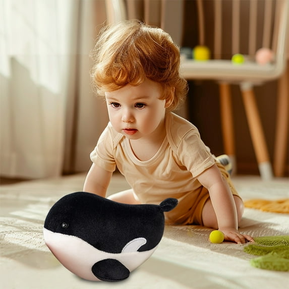 Orca Whale Plush Marine Stuffed Animal, SoftTheme Decor Doll with Blue Short Pile Fabric, 7x4x3in Portable Companion