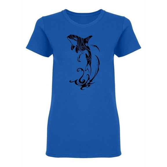 Orca Whale Tattoo Design Shaped T-Shirt Women -Image by Shutterstock, Female Medium