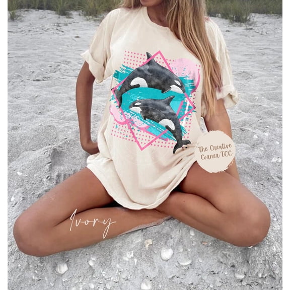 Orca Whale Tshirt Retro 90'S Ocean Conservation Environmental Shirt Y2K Save Oceans Shirt Vintage Save Killer Whales Retro Orca T-Shirt