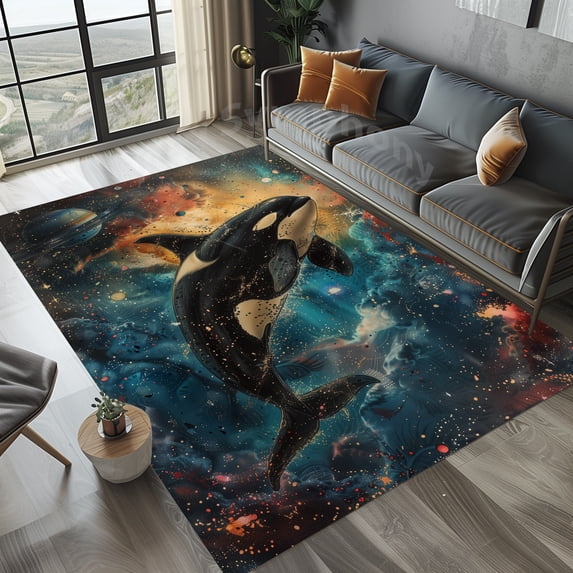 Orca in Space Area Rug 2x3 ft = 65x95 cm