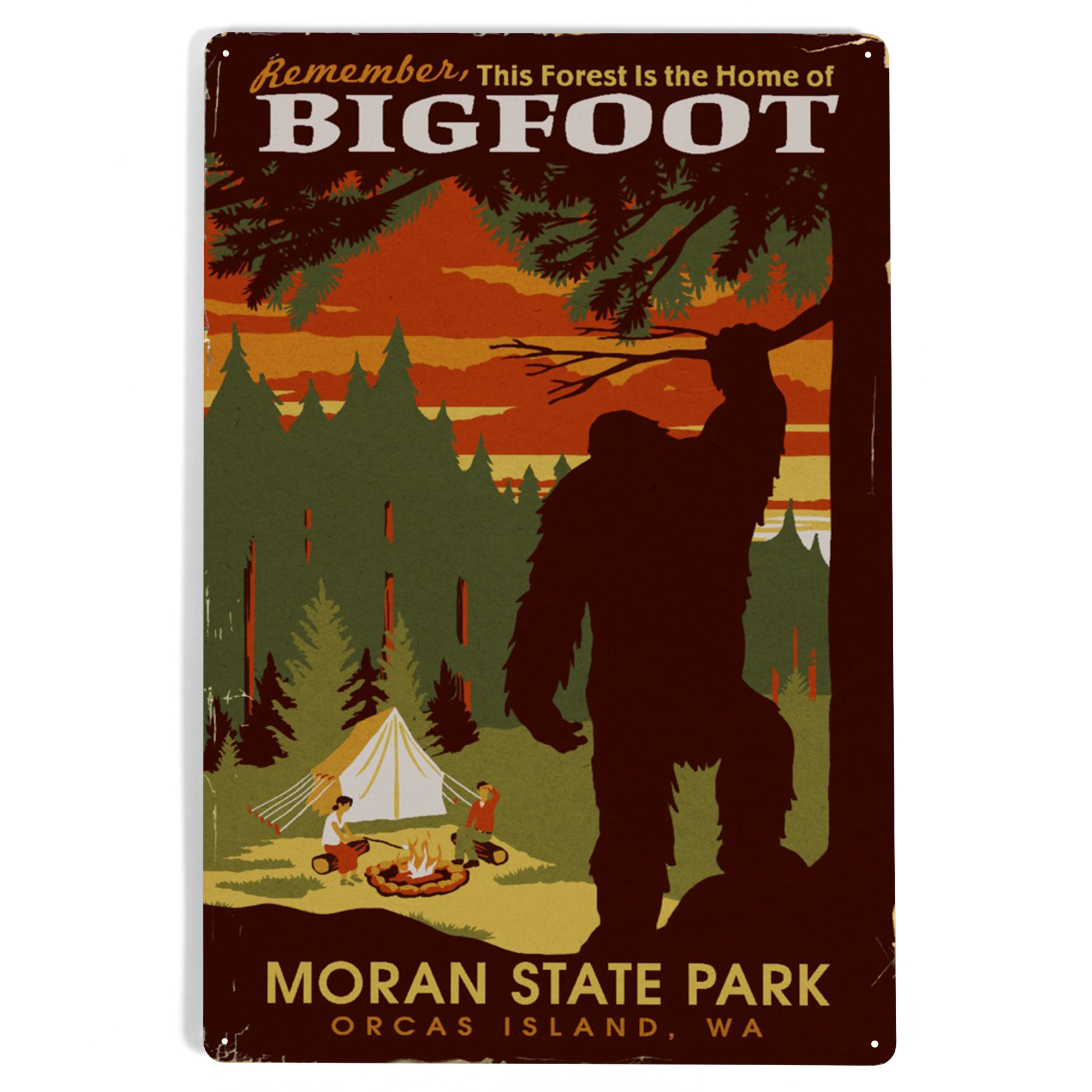 Orcas Island, Washington, Moran State Park, Home of Bigfoot (12x18 ...