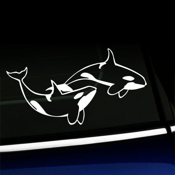 Orcas - Killer Whales - Vinyl Car Decal - Choose Color - [WHITE]