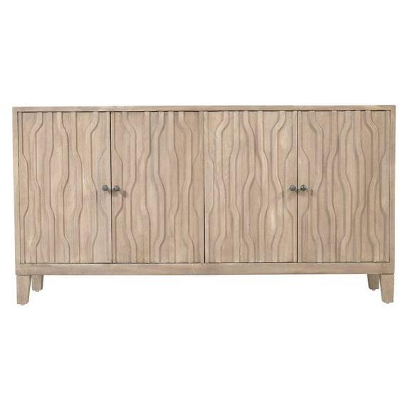 Orchard 4-Door Sideboard Transitional Light Ash Ivory Reclaimed Solid Wood