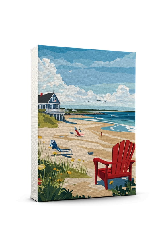 Orchard Beach Vintage Travel Canvass, Maine Canvas Wall Art, Orchard Beach Canvas Wall Art, Maine Wall Art Picture Print Decor - 105AZ1037