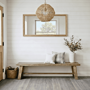 Better Wood & Home Rustic and Rectangular Farmhouse Solid Wood Accent Bench, Natural Oak Finish