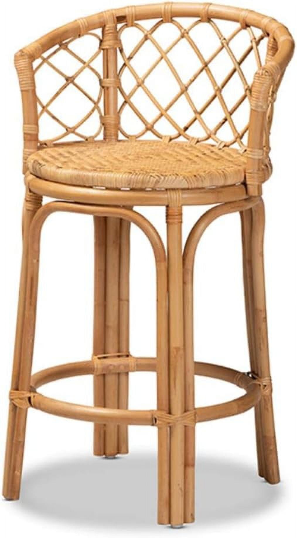Serene Bohemian Natural Brown Rattan Adjustable Counter Stool