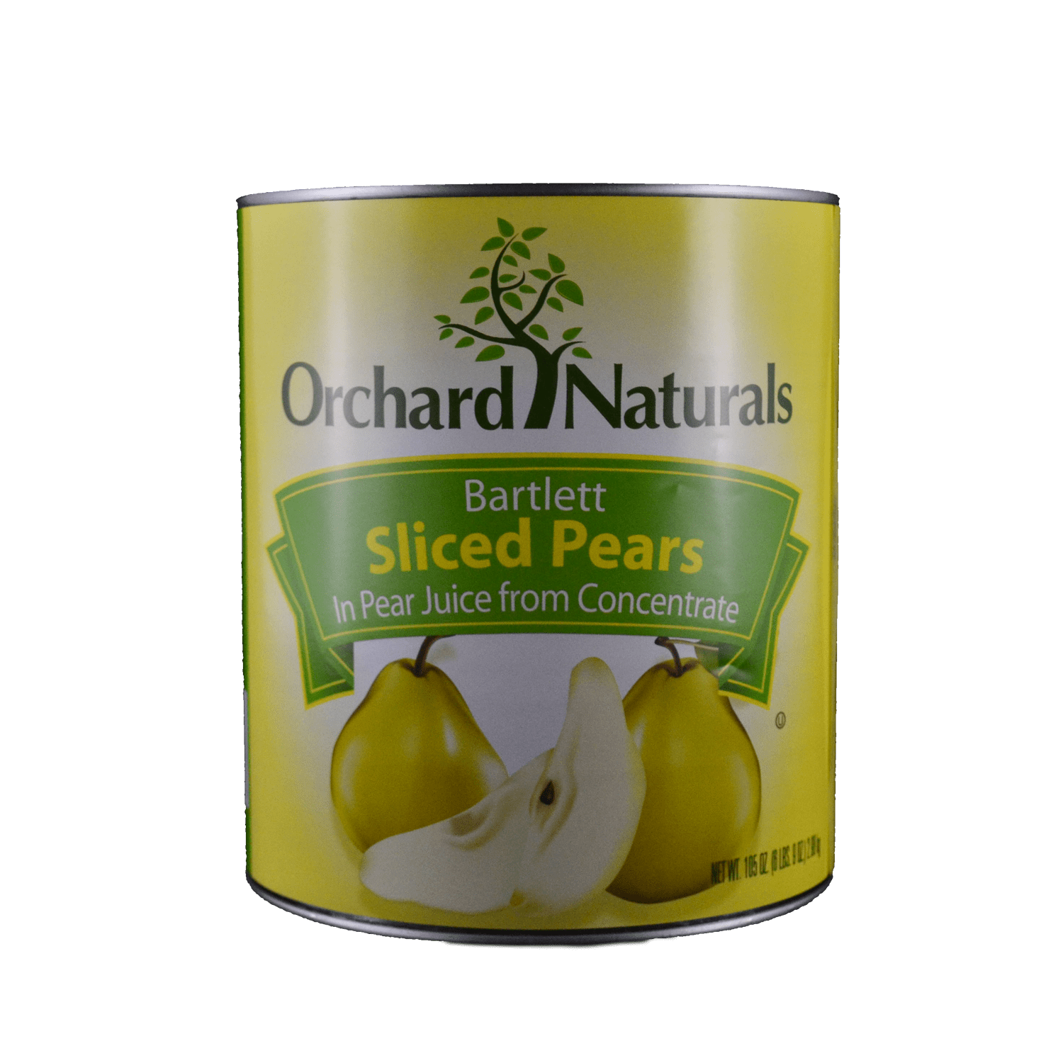 Orchard Naturals Sliced Pears in 100 Juice, 105 oz can