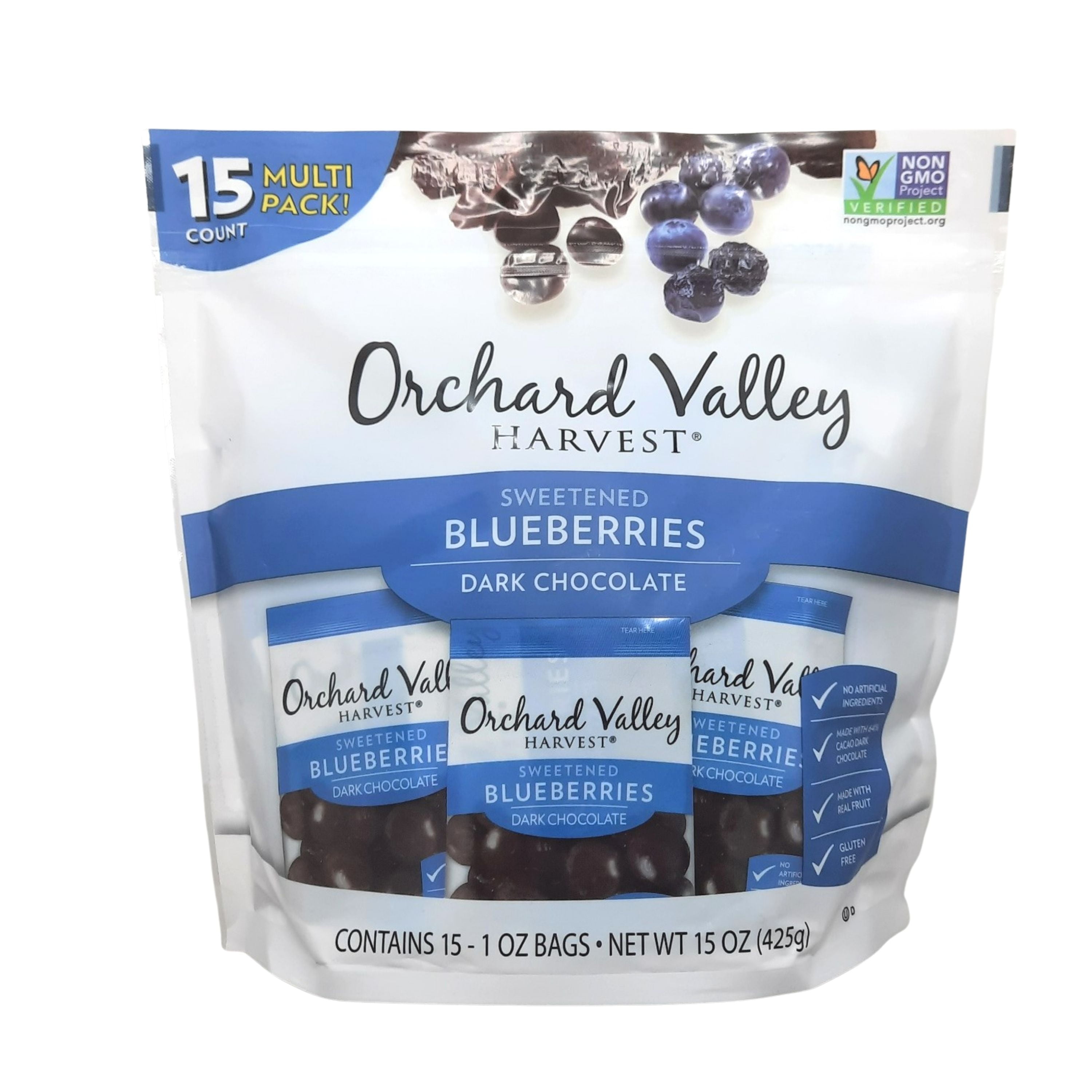 Orchard Valley Harvest Dark Chocolate Blueberries 15 pack of 1 oz. Snack Bags Non GMO No Artificial Ingredients 15 ct