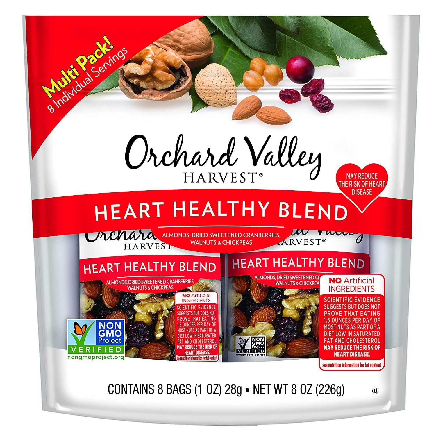 Orchard Valley Harvest Heart Healthy Blend, 1 oz (Pack of 8), NonGMO