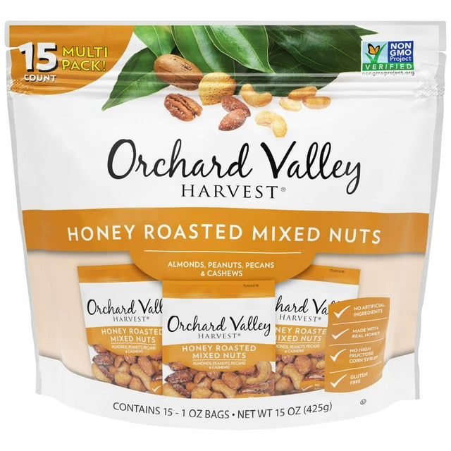 Orchard Valley Harvest Honey Roasted Mixed Nuts, 1 Ounce Bags (Pack Of