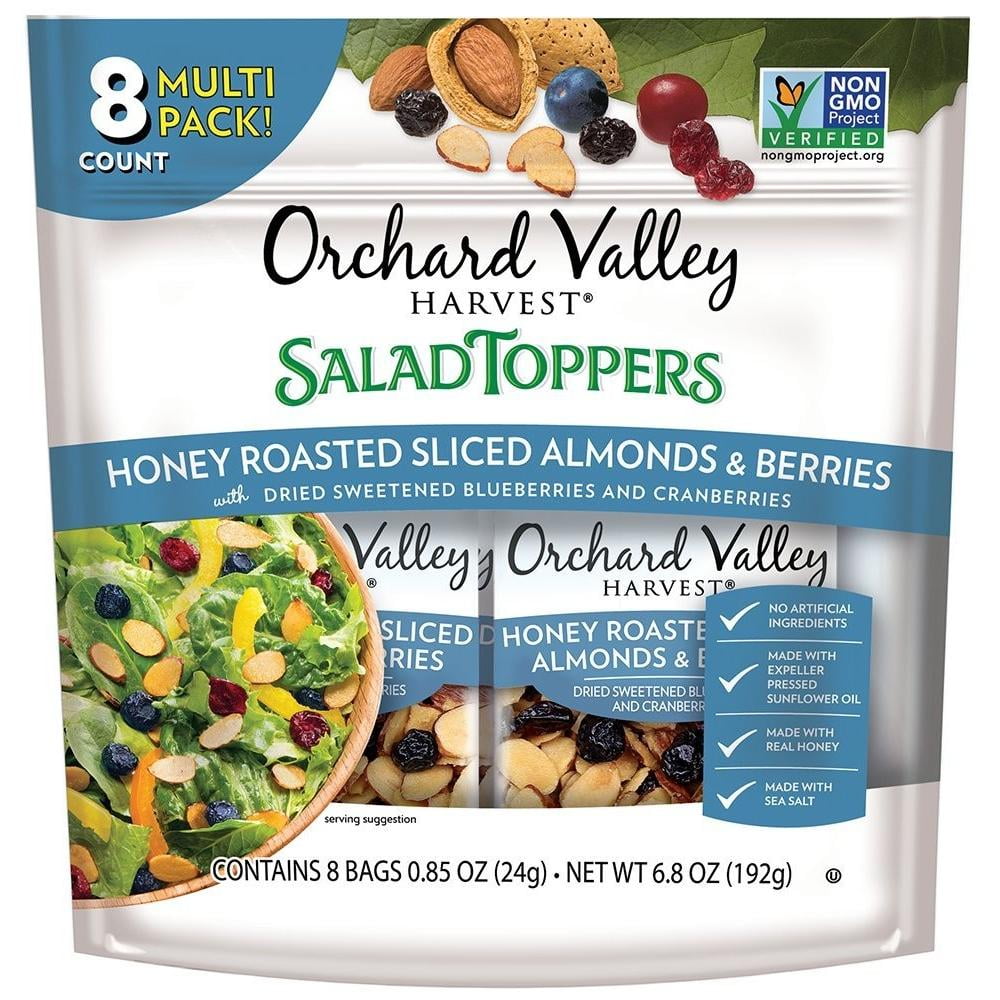 Orchard Valley Harvest Honey Roasted Sliced Almonds & Berries, 0.85 oz (Pack of 8)