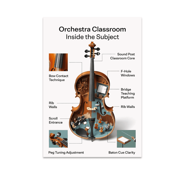 Orchestra Classroom Inside the Subject Poster, Music Lessons and Educational Displays, 13x19 Glossy Paper